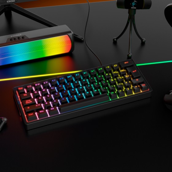 Teclado mecánico 60% Krom Kreator RGB switches Red