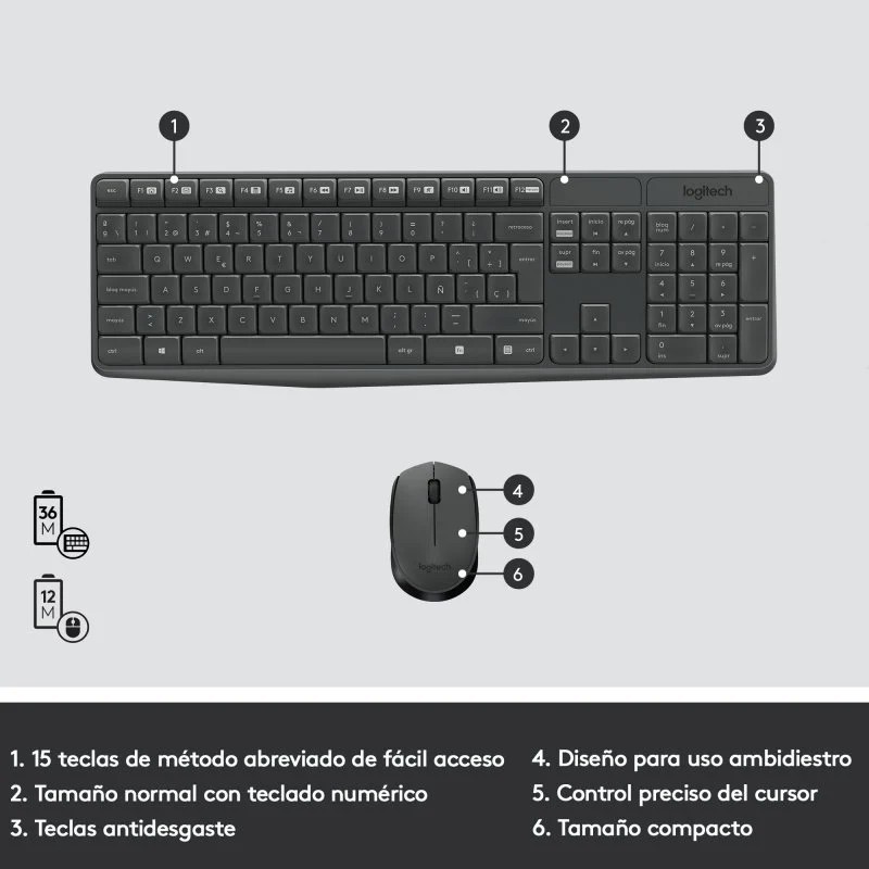 Teclado y Ratón Inalámbricos Logitech MK235 – Simplicidad y Durabilidad