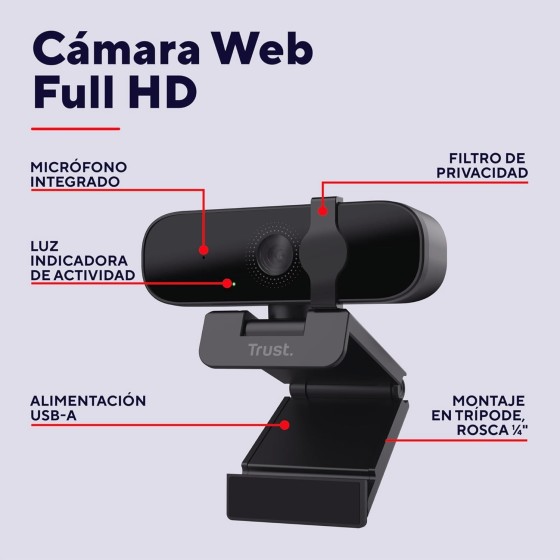 Webcam Trust Tanor Full HD 1080p con Enfoque Automático