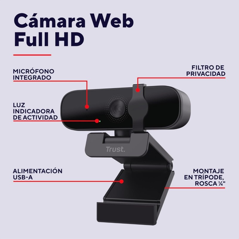 Webcam Trust Tanor Full HD 1080p con Enfoque Automático